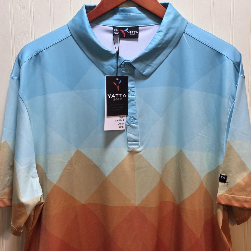 Yatta Golf Polo Shirt Mens 2XL Multicolor Geometric Stretch Golf Performance Top